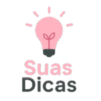 Um ícone de lâmpada rosa brilhante acima do texto 'Suas Dicas' em duas cores, 'Suas' em rosa e 'Dicas' em cinza escuro, tudo em um fundo branco